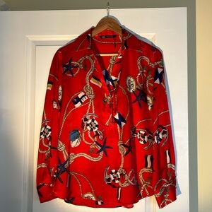 Size medium ladies Zara nautical theme blouse with detail buttons size med.